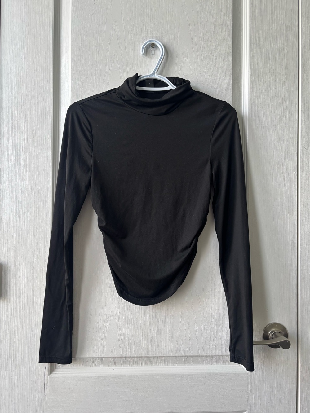Black Long-Sleeve Mock Neck Top